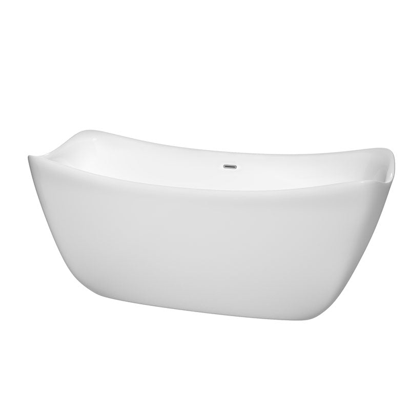 Wyndham Collection Donna 67 inch Soaking Bathtub in White with Polished Chrome Trim