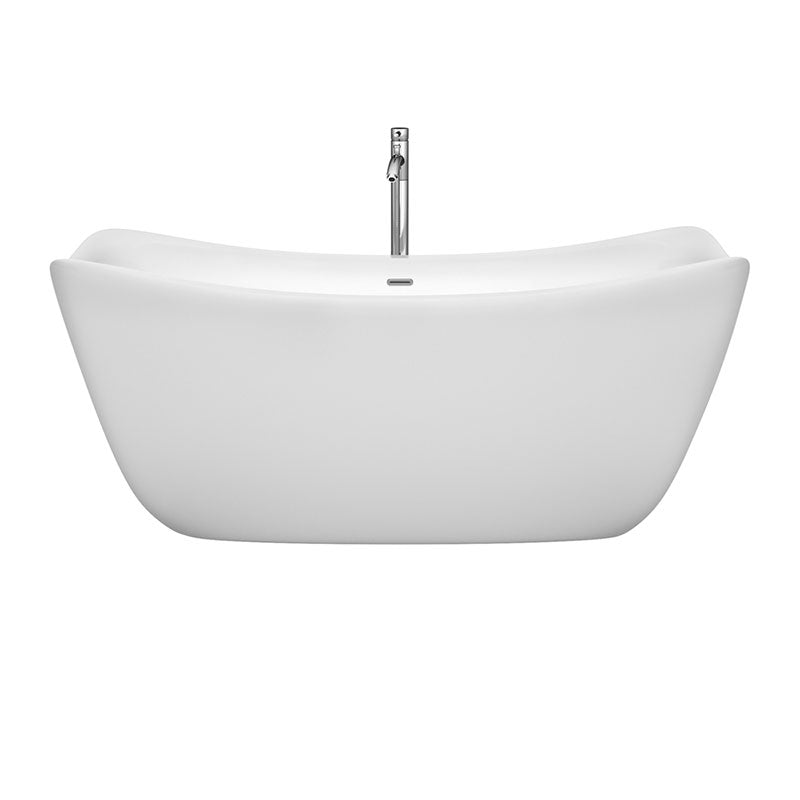 Wyndham Collection Donna 67 inch Soaking Bathtub in White with Polished Chrome Trim, and Polished Chrome Floor Mounted Faucet 2