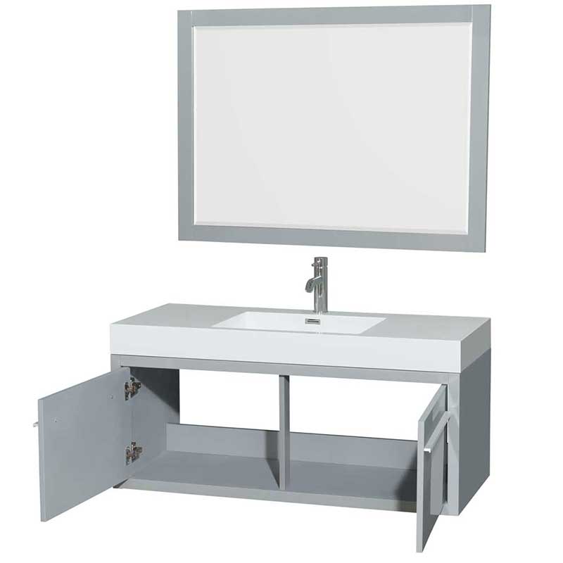 Axa 48" Single Bathroom Vanity in Dove Gray, Acrylic Resin Countertop, Integrated Sink and 46" Mirror 2