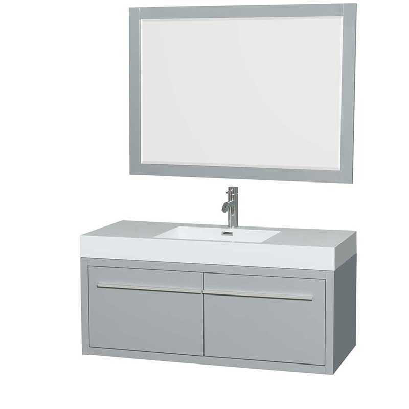 Axa 48" Single Bathroom Vanity in Dove Gray, Acrylic Resin Countertop, Integrated Sink and 46" Mirror