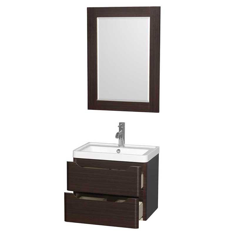 Wyndham Collection Murano 24 inch Single Bathroom Vanity in Espresso, Acrylic-Resin Countertop, Integrated Sink, and 24 inch Mirror 2
