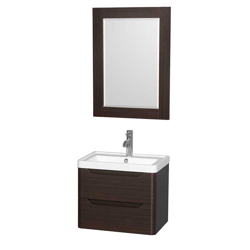 Wyndham Collection Murano 24 inch Single Bathroom Vanity in Espresso, Acrylic-Resin Countertop, Integrated Sink, and 24 inch Mirror