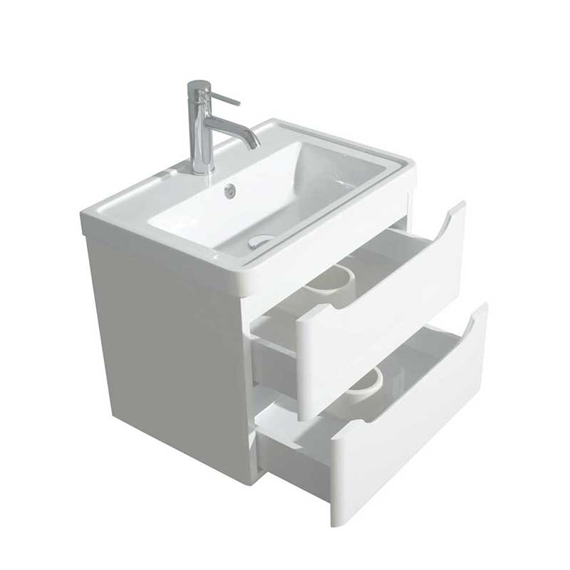Wyndham Collection Murano 24 inch Single Bathroom Vanity in Glossy White, Acrylic-Resin Countertop, Integrated Sink, and 24 inch Mirror 4