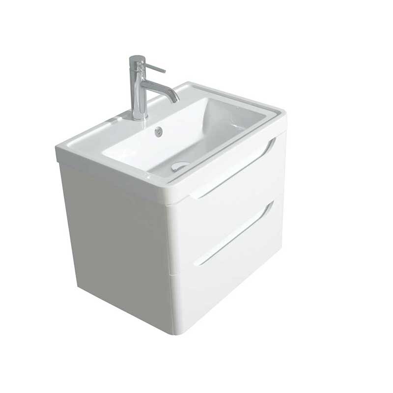 Wyndham Collection Murano 24 inch Single Bathroom Vanity in Glossy White, Acrylic-Resin Countertop, Integrated Sink, and 24 inch Mirror 3