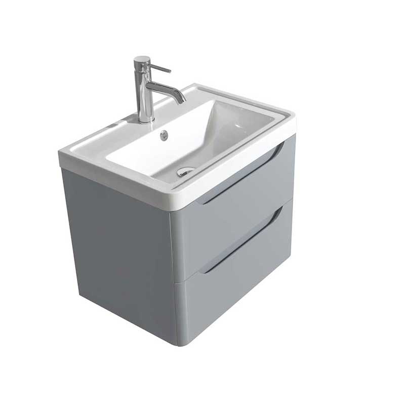 Wyndham Collection Murano 24 inch Single Bathroom Vanity in Gray, Acrylic-Resin Countertop, Integrated Sink, and 24 inch Mirror 3
