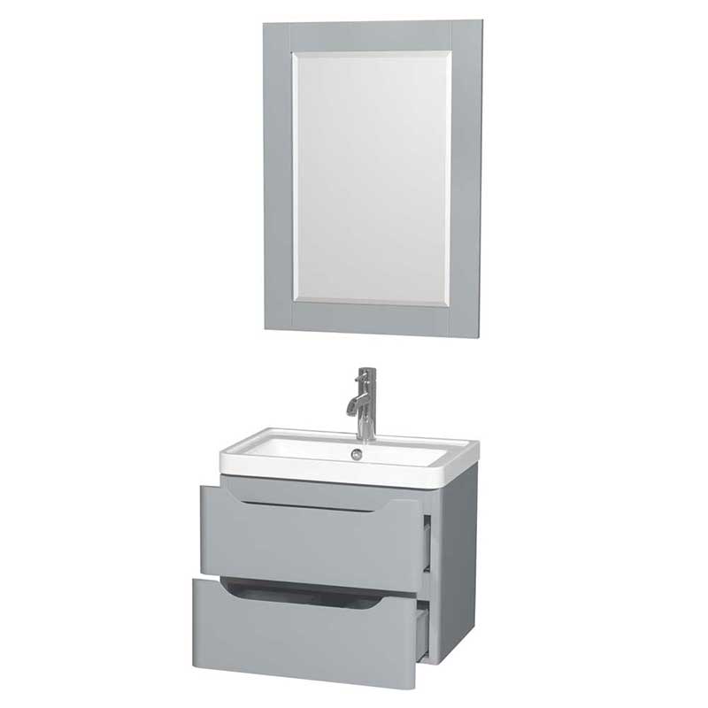 Wyndham Collection Murano 24 inch Single Bathroom Vanity in Gray, Acrylic-Resin Countertop, Integrated Sink, and 24 inch Mirror 2