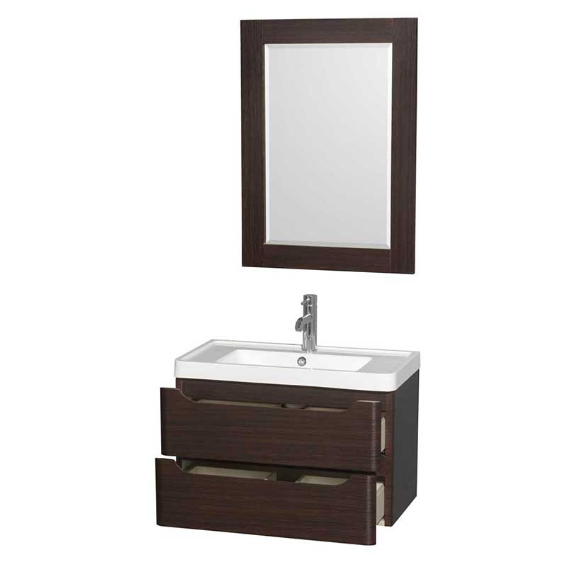 Wyndham Collection Murano 30 inch Single Bathroom Vanity in Espresso, Acrylic-Resin Countertop, Integrated Sink, and 24 inch Mirror 2