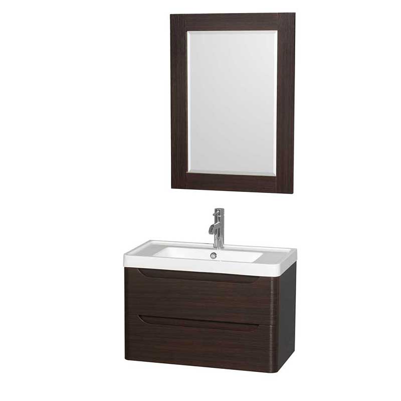 Wyndham Collection Murano 30 inch Single Bathroom Vanity in Espresso, Acrylic-Resin Countertop, Integrated Sink, and 24 inch Mirror