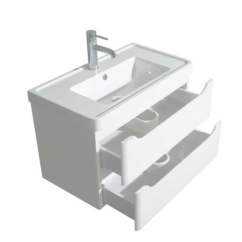 Wyndham Collection Murano 30 inch Single Bathroom Vanity in Glossy White, Acrylic-Resin Countertop, Integrated Sink, and 24 inch Mirror 4