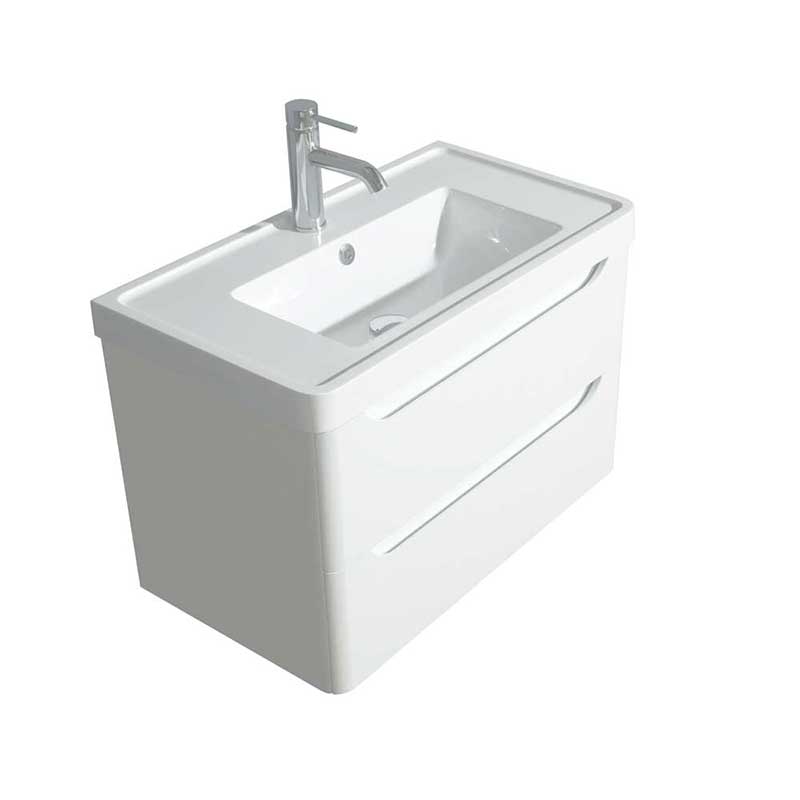 Wyndham Collection Murano 30 inch Single Bathroom Vanity in Glossy White, Acrylic-Resin Countertop, Integrated Sink, and 24 inch Mirror 3