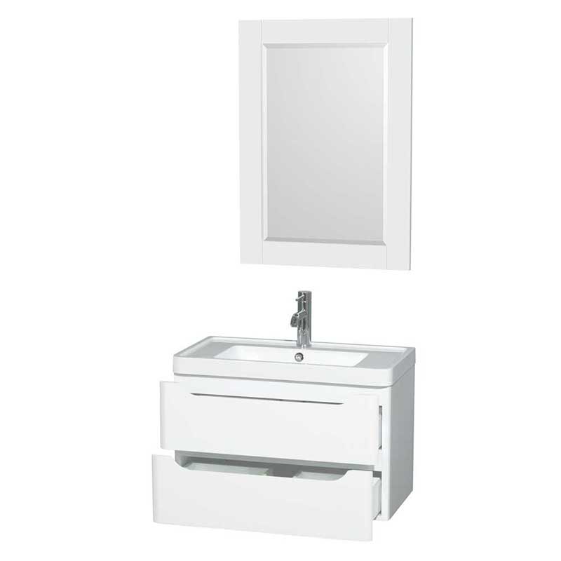 Wyndham Collection Murano 30 inch Single Bathroom Vanity in Glossy White, Acrylic-Resin Countertop, Integrated Sink, and 24 inch Mirror 2