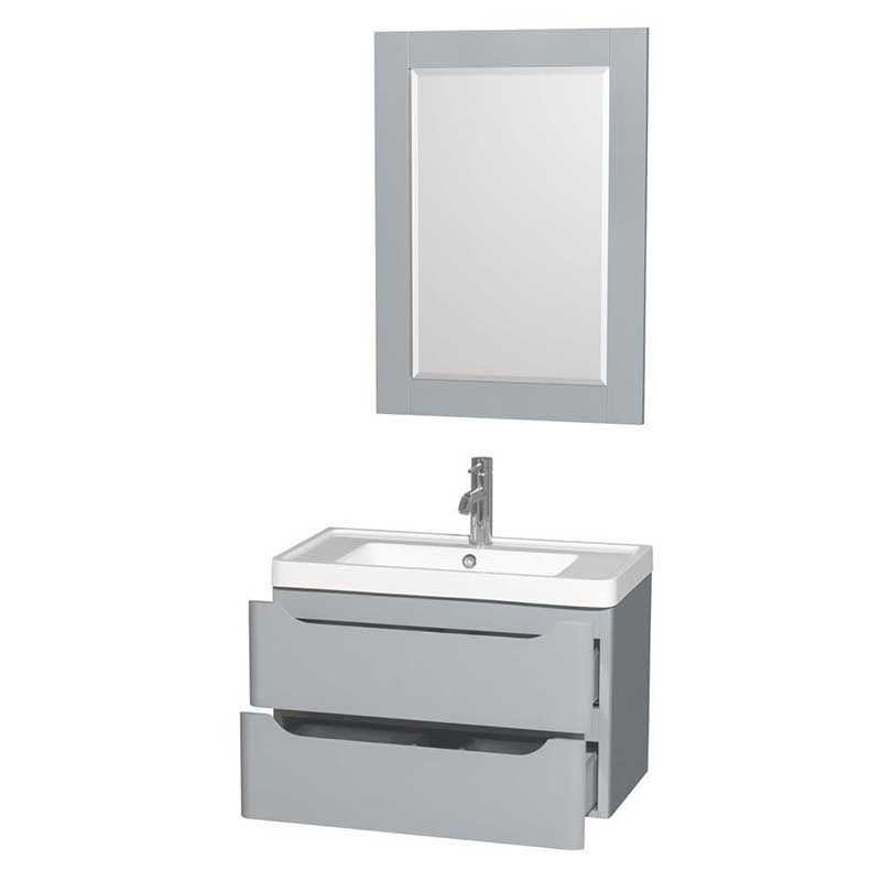 Wyndham Collection Murano 30 inch Single Bathroom Vanity in Gray, Acrylic-Resin Countertop, Integrated Sink, and 24 inch Mirror 2