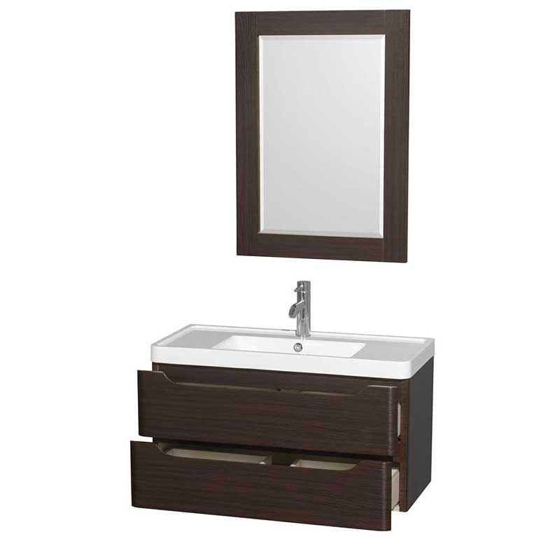 Wyndham Collection Murano 36 inch Single Bathroom Vanity in Espresso, Acrylic-Resin Countertop, Integrated Sink, and 24 inch Mirror 2