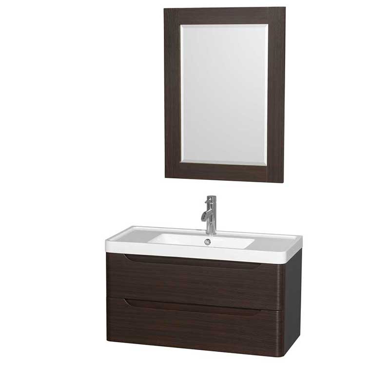 Wyndham Collection Murano 36 inch Single Bathroom Vanity in Espresso, Acrylic-Resin Countertop, Integrated Sink, and 24 inch Mirror