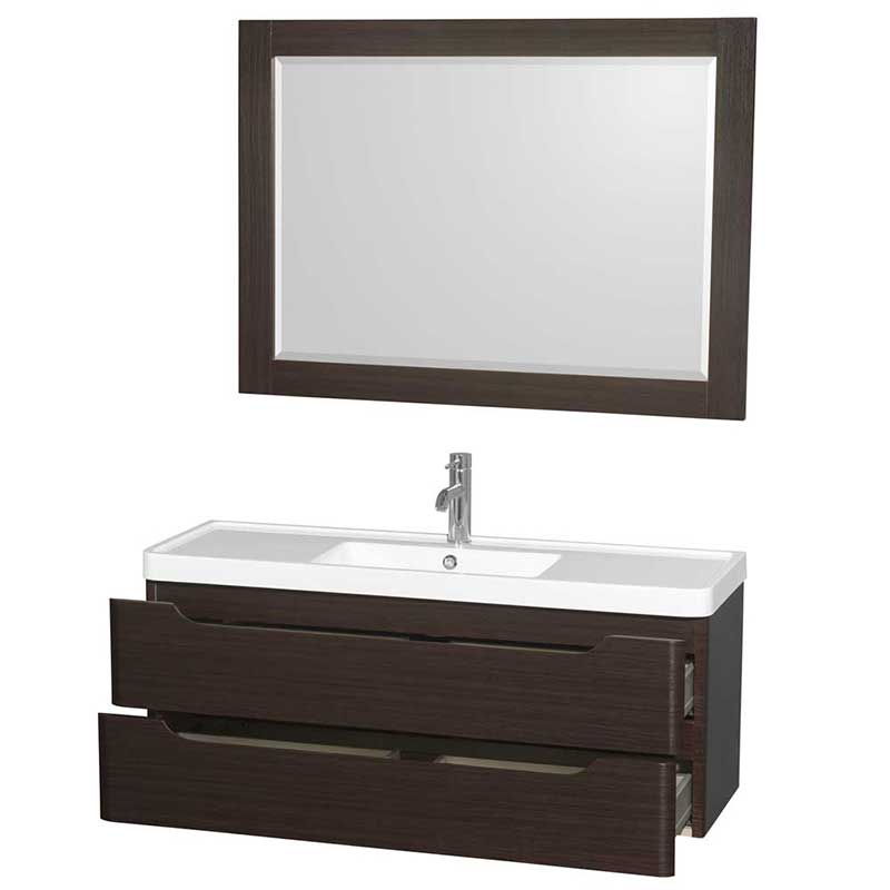 Wyndham Collection Murano 48 inch Single Bathroom Vanity in Espresso, Acrylic-Resin Countertop, Integrated Sink, and 46 inch Mirror 2