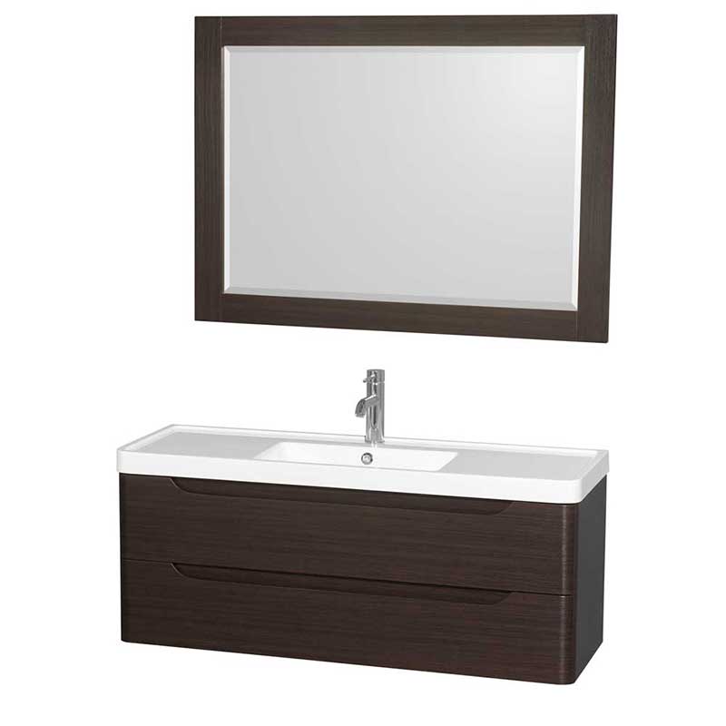 Wyndham Collection Murano 48 inch Single Bathroom Vanity in Espresso, Acrylic-Resin Countertop, Integrated Sink, and 46 inch Mirror