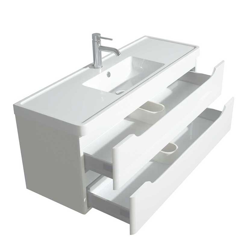 Wyndham Collection Murano 48 inch Single Bathroom Vanity in Glossy White, Acrylic-Resin Countertop, Integrated Sink, and 46 inch Mirror 4
