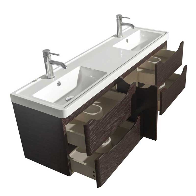 Wyndham Collection Murano 60 inch Double Bathroom Vanity in Espresso, Acrylic-Resin Countertop, Integrated Sinks, and 24 inch Mirrors 4