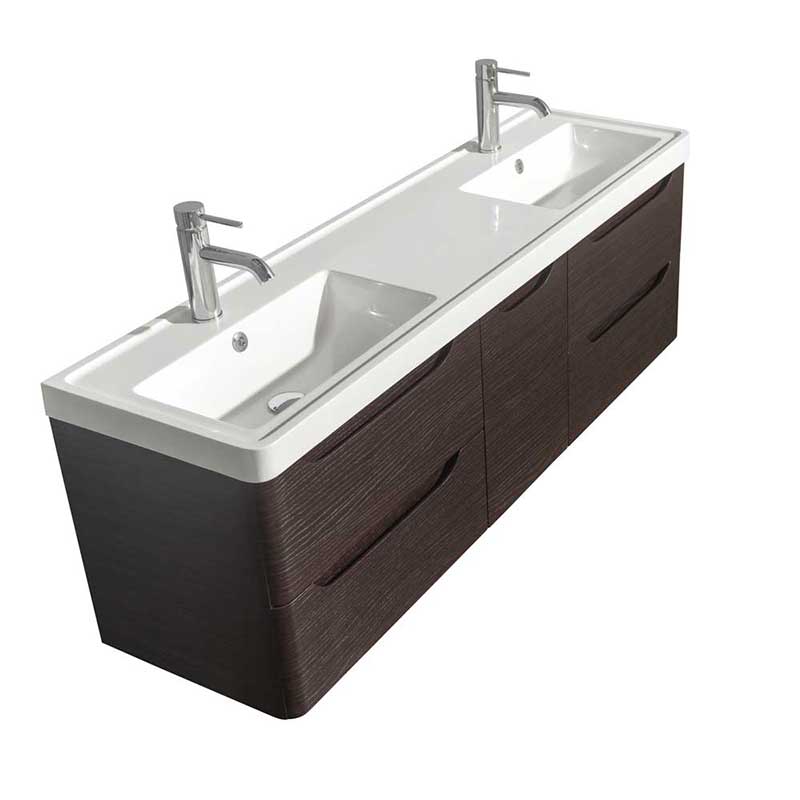 Wyndham Collection Murano 60 inch Double Bathroom Vanity in Espresso, Acrylic-Resin Countertop, Integrated Sinks, and 24 inch Mirrors 3