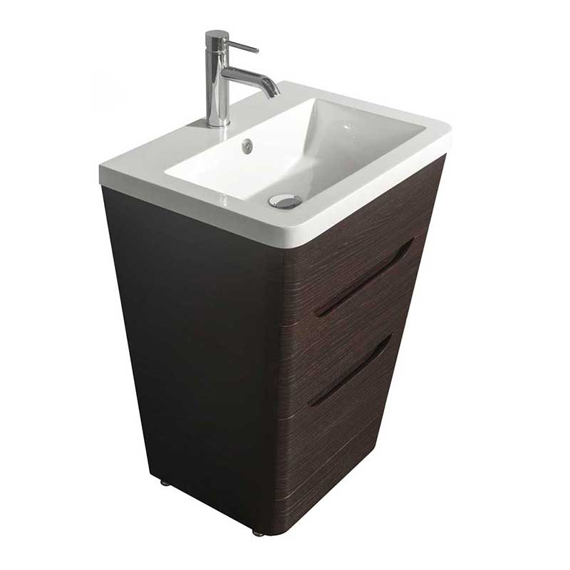 Wyndham Collection Caprice 24 inch Pedestal Bathroom Vanity in Espresso, Acrylic-Resin Countertop, Integrated Sink, and 24 inch Mirror 3