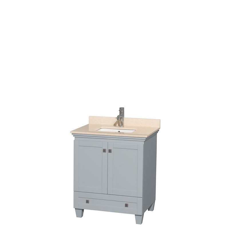 Acclaim 30" Single Bathroom Vanity in Oyster Gray, Ivory Marble Countertop, Undermount Square Sink and No Mirror