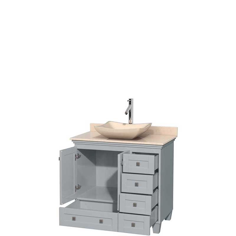 Acclaim 36" Single Bathroom Vanity in Oyster Gray, Ivory Marble Countertop, Avalon Ivory Marble Sink and No Mirror 2