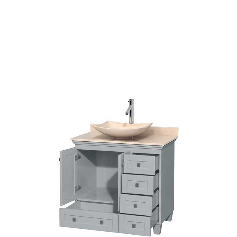 Acclaim 36" Single Bathroom Vanity in Oyster Gray, Ivory Marble Countertop, Arista Ivory Marble Sink and No Mirror 2