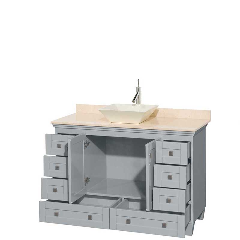 Acclaim 48" Single Bathroom Vanity in Oyster Gray, Ivory Marble Countertop, Pyra Bone Porcelain Sink and No Mirror 2
