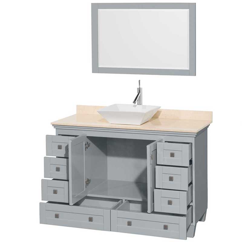 Acclaim 48" Single Bathroom Vanity in Oyster Gray, Ivory Marble Countertop, Pyra White Porcelain Sink and 24" Mirror 2