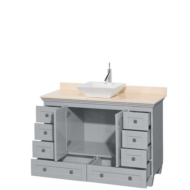 Acclaim 48" Single Bathroom Vanity in Oyster Gray, Ivory Marble Countertop, Pyra White Porcelain Sink and No Mirror 2