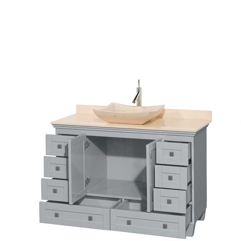Acclaim 48" Single Bathroom Vanity in Oyster Gray, Ivory Marble Countertop, Avalon Ivory Marble Sink and No Mirror 2