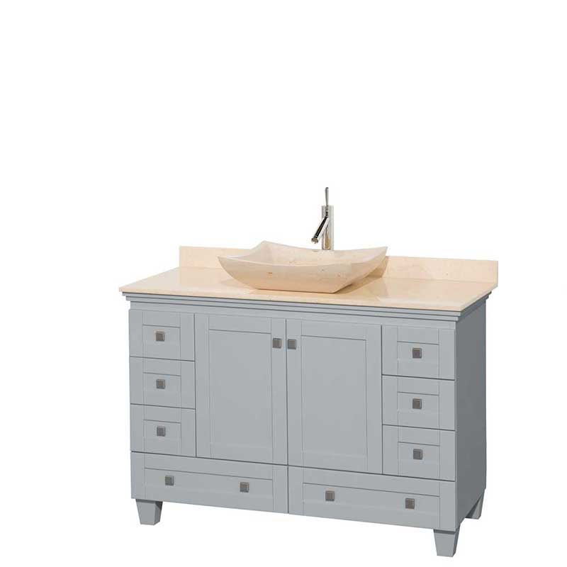 Acclaim 48" Single Bathroom Vanity in Oyster Gray, Ivory Marble Countertop, Avalon Ivory Marble Sink and No Mirror