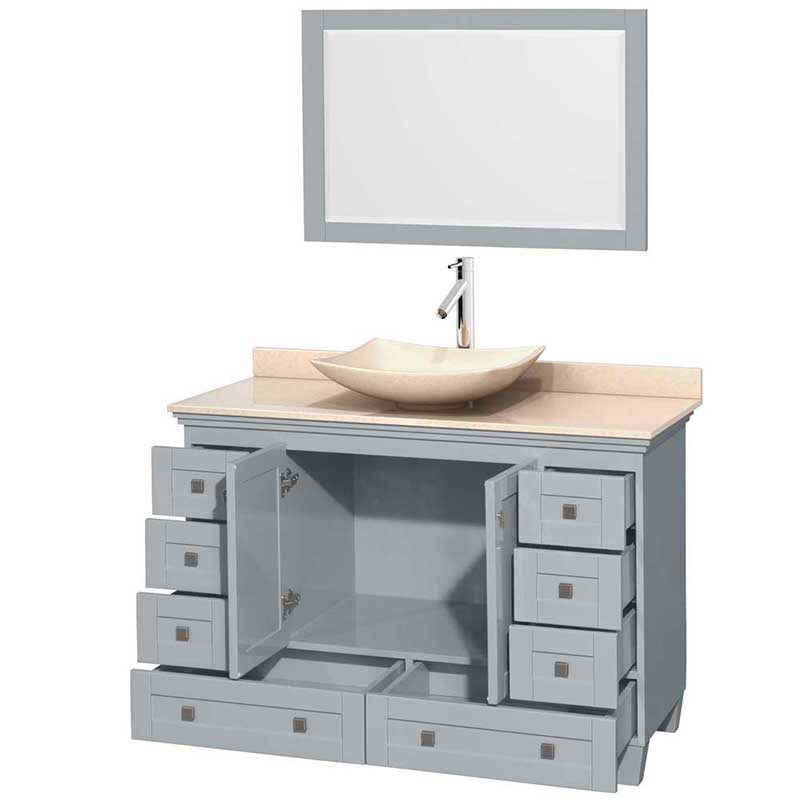 Acclaim 48" Single Bathroom Vanity in Oyster Gray, Ivory Marble Countertop, Arista Ivory Marble Sink and 24" Mirror 2