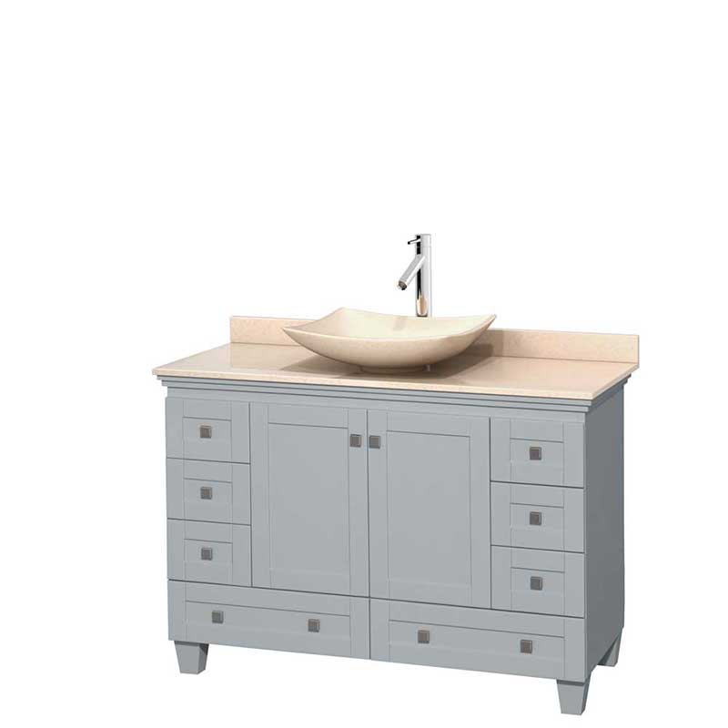 Acclaim 48" Single Bathroom Vanity in Oyster Gray, Ivory Marble Countertop, Arista Ivory Marble Sink and No Mirror