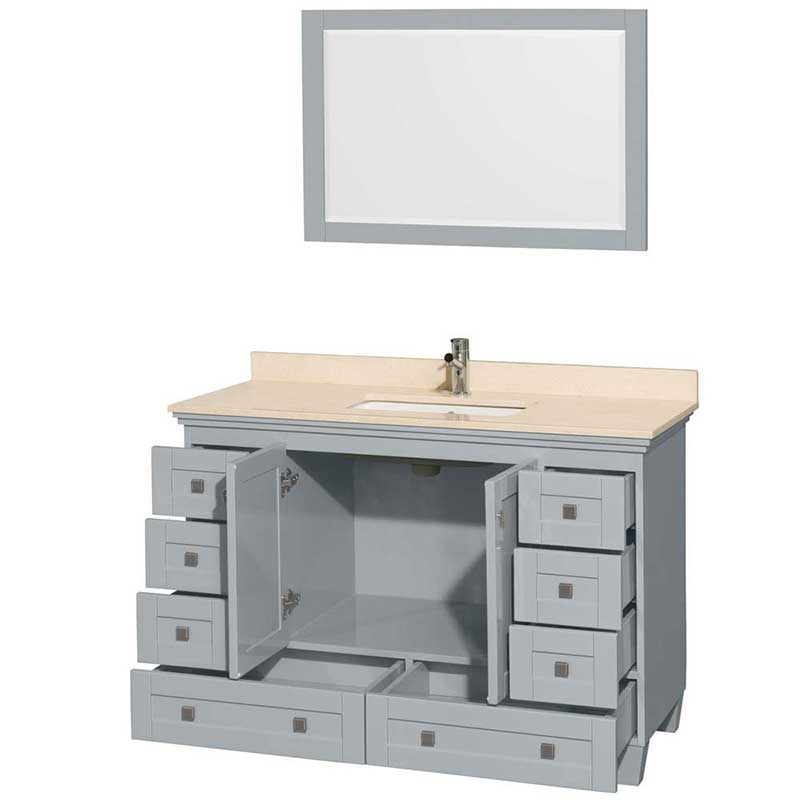 Acclaim 48" Single Bathroom Vanity in Oyster Gray, Ivory Marble Countertop, Undermount Square Sink and 24" Mirror 2