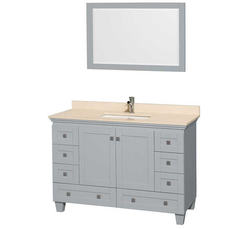 Acclaim 48" Single Bathroom Vanity in Oyster Gray, Ivory Marble Countertop, Undermount Square Sink and 24" Mirror