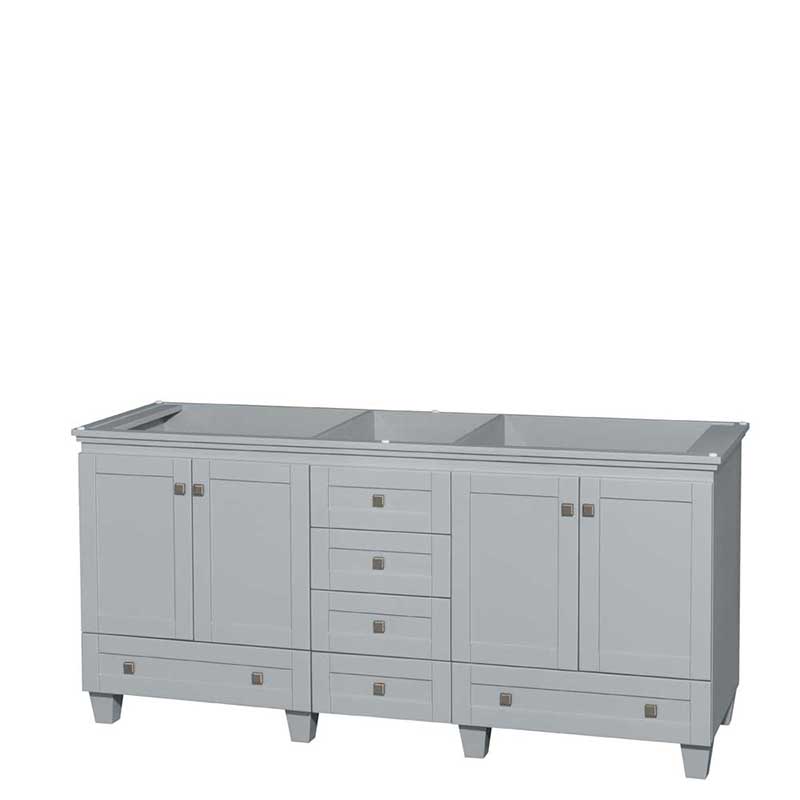 Acclaim 72" Double Bathroom Vanity in Oyster Gray, No Countertop, No Sinks and No Mirrors