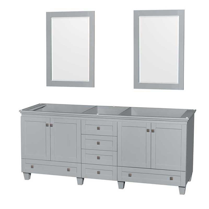 Acclaim 80" Double Bathroom Vanity in Oyster Gray, No Countertop, No Sinks and 24" Mirrors