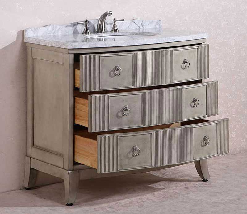 Legion Furniture 41" Solid Wood Sink Vanity With Marble Top-No Faucet Antique Grey 5