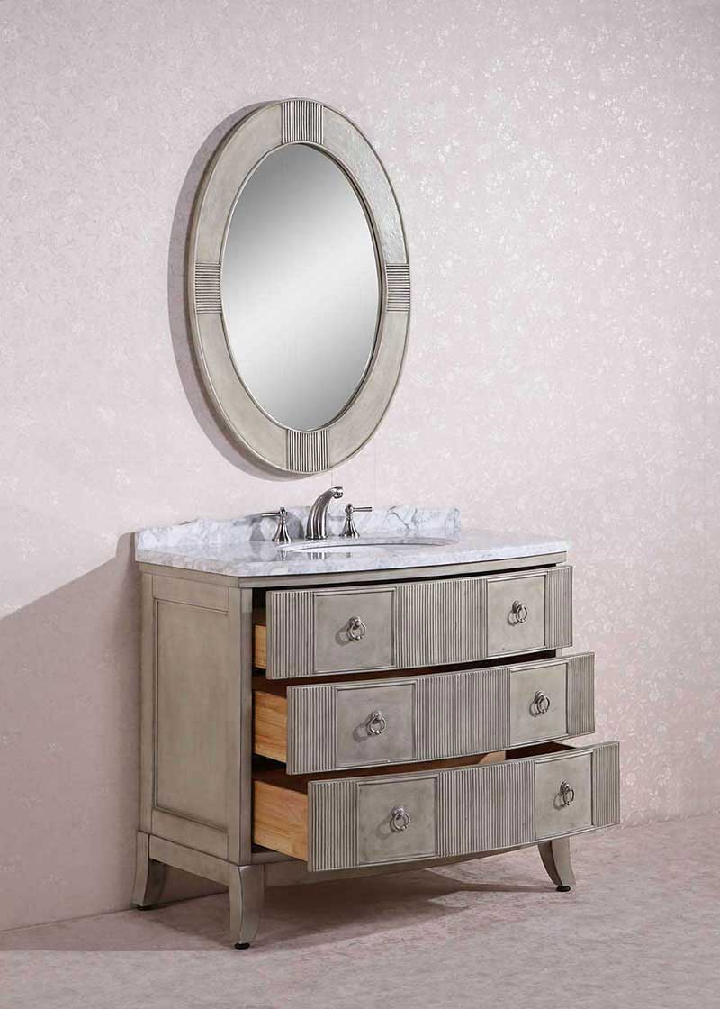Legion Furniture 41" Solid Wood Sink Vanity With Marble Top-No Faucet Antique Grey 4