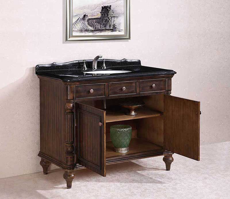 Legion Furniture 47" Solid Wood Sink Vanity With Granite Top-No Faucet Walnut 3