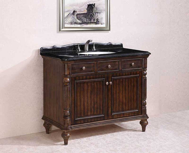Legion Furniture 47" Solid Wood Sink Vanity With Granite Top-No Faucet Walnut