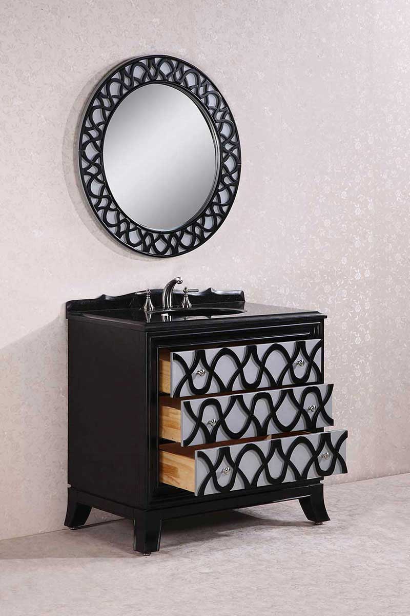 Legion Furniture 38" Solid Wood Sink Vanity With Granite Top-No Faucet And Backplash Black 4