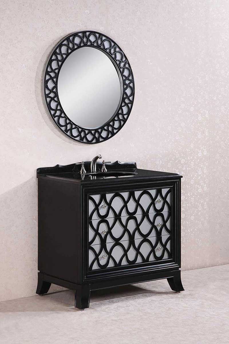 Legion Furniture 38" Solid Wood Sink Vanity With Granite Top-No Faucet And Backplash Black