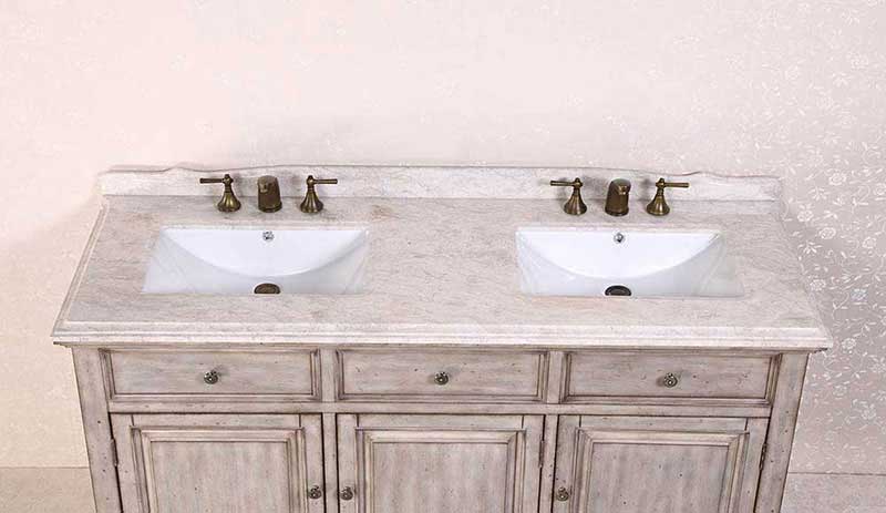Legion Furniture 67" Solid Wood Sink Vanity With Marble-No Faucet And Backsplash Antique White 4