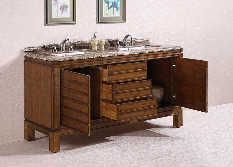 Legion Furniture 67" Solid Wood Sink Vanity With Marble-No Faucet And Backsplash Light Walnut 3