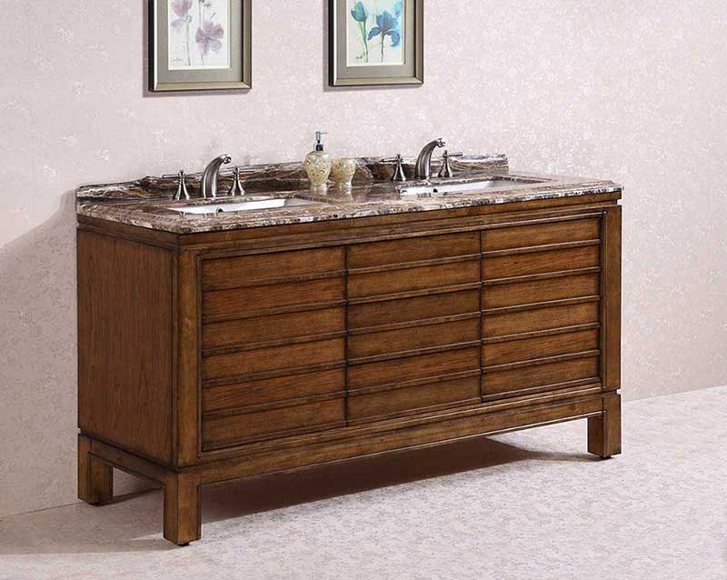 Legion Furniture 67" Solid Wood Sink Vanity With Marble-No Faucet And Backsplash Light Walnut