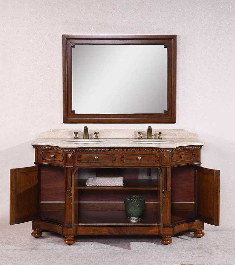 Legion Furniture 68" Solid Wood Sink Vanity With Travertine-No Faucet And Backsplash Antique Brown 4