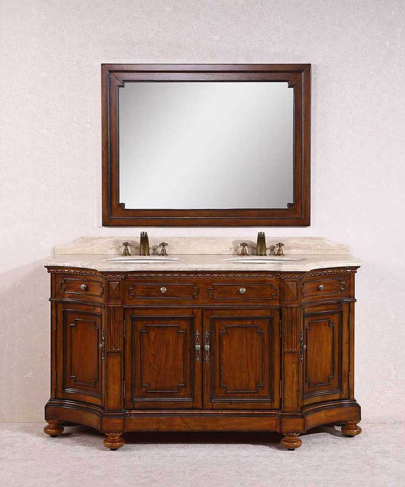 Legion Furniture 68" Solid Wood Sink Vanity With Travertine-No Faucet And Backsplash Antique Brown