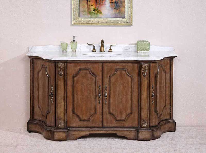 Legion Furniture 68" Solid Wood Sink Vanity With Marble Top-No Faucet And Backsplash Anitque Tan